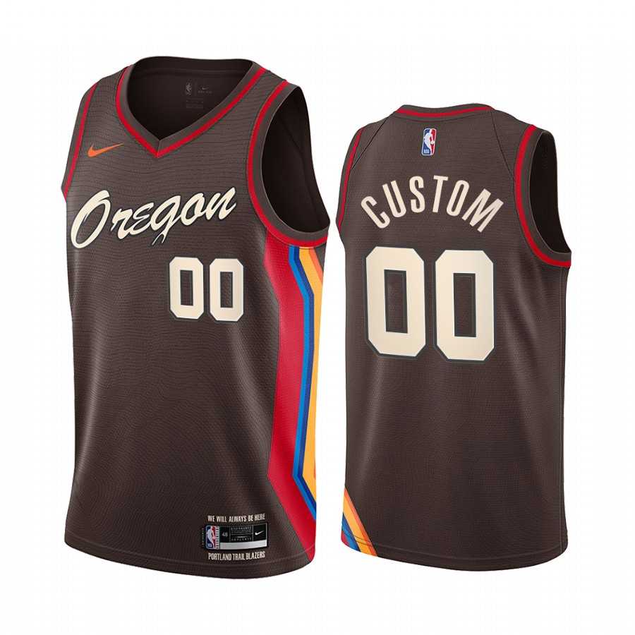 Men & Youth Customized Portland Trail Blazers Swingman Chocolate Nike 2020-21 City Edition Jersey->customized nba jersey->Custom Jersey